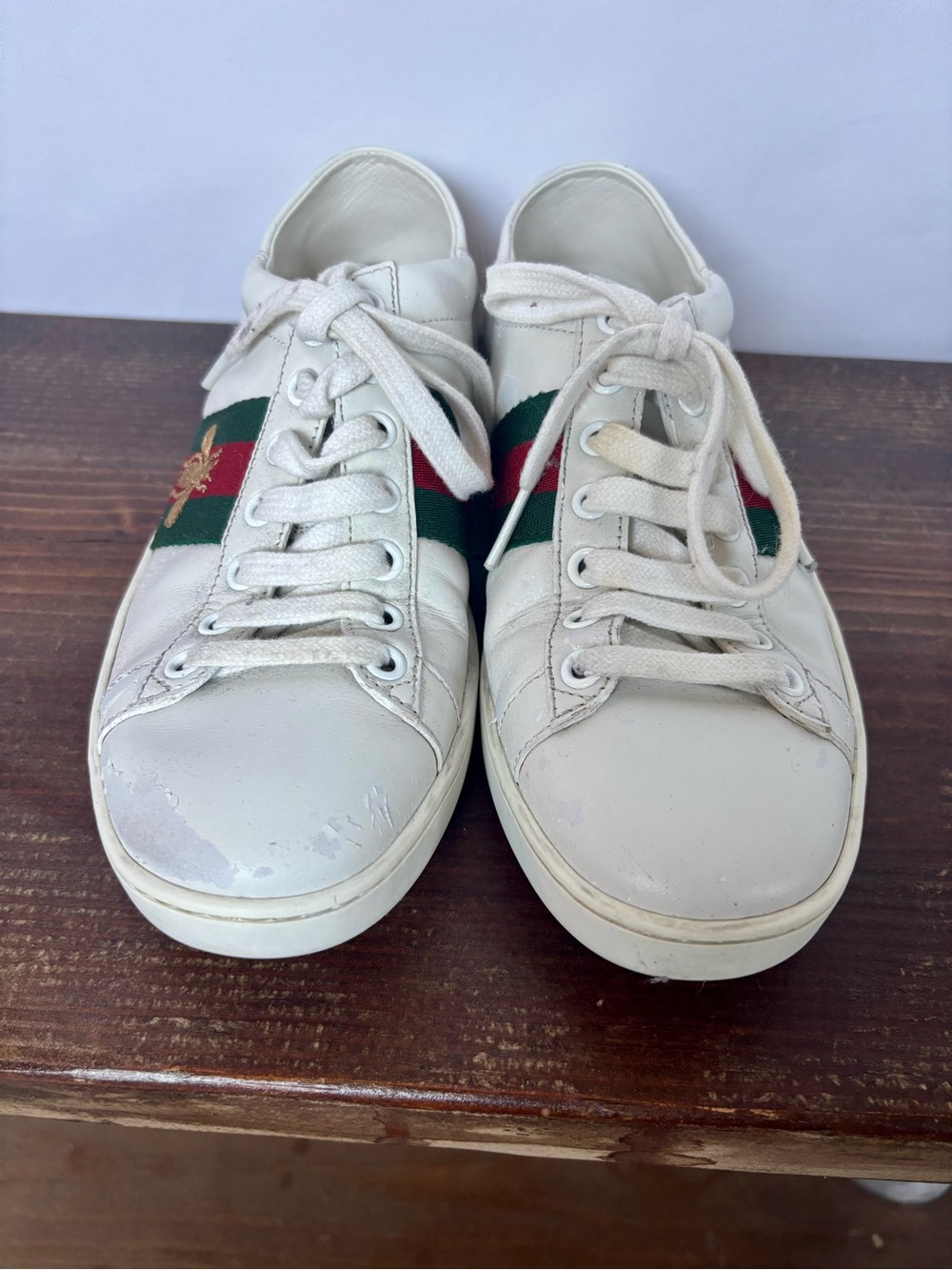 Gucci Ace Embroidered Leather Sneakers - Picture 2 of 7